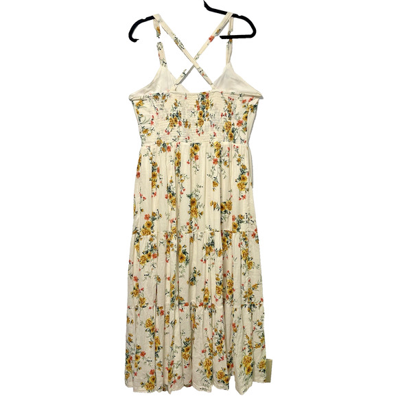 OLD NAVY Maxi Floral Dress Smocked Empire Waist Spaghetti Straps Lined Ruffle L - Picture 4 of 10